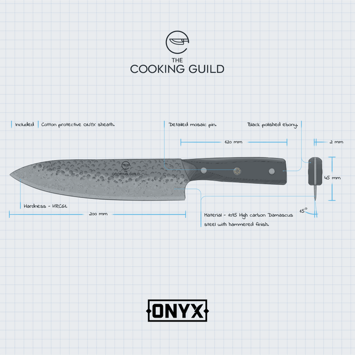 ONYX Damascus Steel 8" Chef Knife
