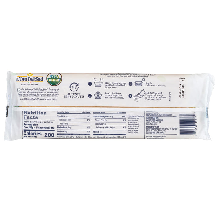 L'Oro Del Sud, Organic Fettuccine Pasta 20 Pack x 1 lb