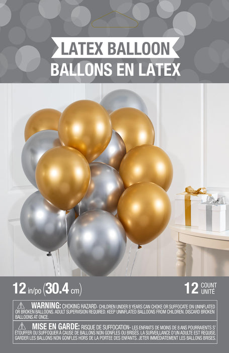 Bulk Gold and Silver Balloon Bunch (144 balloons per Case)