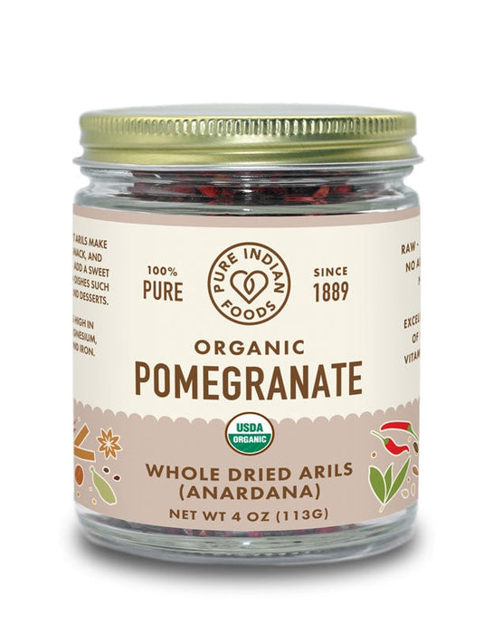 Pomegranate (Anardana) Whole Dried Arils, Certified Organic - 4 oz