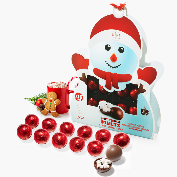 Large Snowman Hot Chocolate Bombs - Set of 16 - Delicious Cocoa Bomb Filled with Marshmallows - Caramel & Fudge Brownie Flavors Candy Chocolates, Cocoa Bomb Gift - Delicious Holiday Christmas Gifts