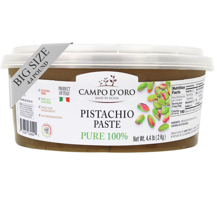 Campo D'Oro, Pure Pistachio Paste Bucket, 100% Pistachio, 4.4 lb