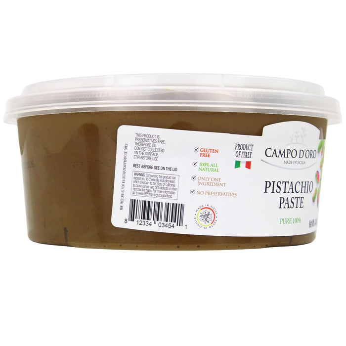 Campo D'Oro, Pure Pistachio Paste Bucket, 100% Pistachio, 4.4 lb
