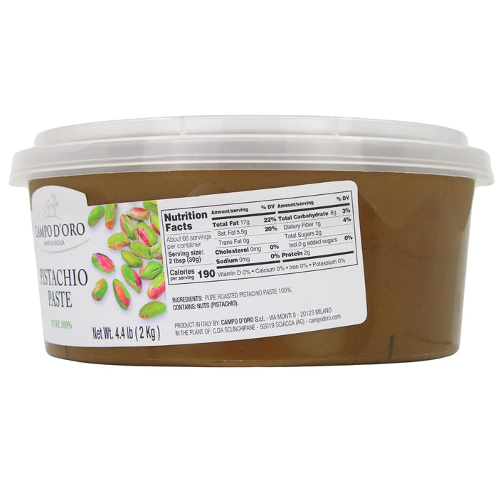 Campo D'Oro, Pure Pistachio Paste Bucket, 100% Pistachio, 4.4 lb