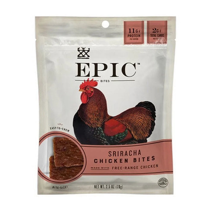 Epic Bites Chicken Sriracha, 2.5 oz (Pack of 8) - Gluten-Free Snacks