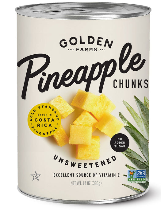 Golden Farms - Pineapple Chunks, 14 oz (Pack of 12) - Costa Rica Fruit