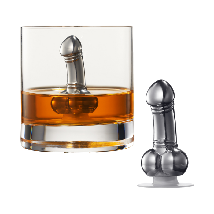 Unique Whiskey & Wine Chiller - Funny Liquor Ice Chilling Suction Cup, Beverage Cooler, Peni Shaped Gag Gift For Whiskey, Bourbon, Tequila, Vodka Lover, Reusable Stainless Steel - Just Freeze It!