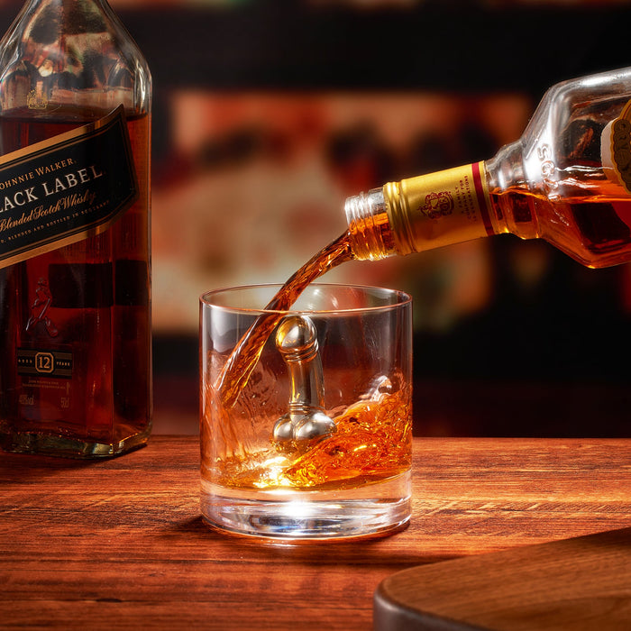 Unique Whiskey & Wine Chiller - Funny Liquor Ice Chilling Suction Cup, Beverage Cooler, Peni Shaped Gag Gift For Whiskey, Bourbon, Tequila, Vodka Lover, Reusable Stainless Steel - Just Freeze It!