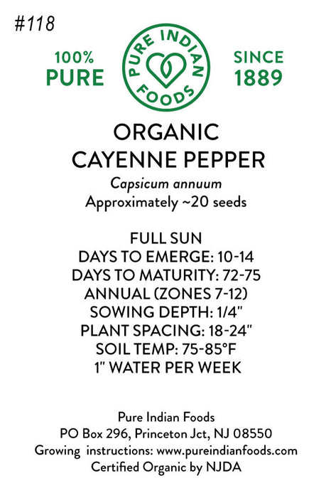 Organic Cayenne Pepper Seeds (Long Red Narrow)