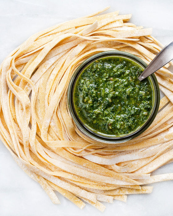 Garlic Scape and Hazelnut Pesto Sauce