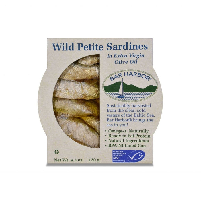 Bar Harbor Wild Petite Sardines in Extra Virgin Olive Oil, 4.2 Oz (Pack of 12)