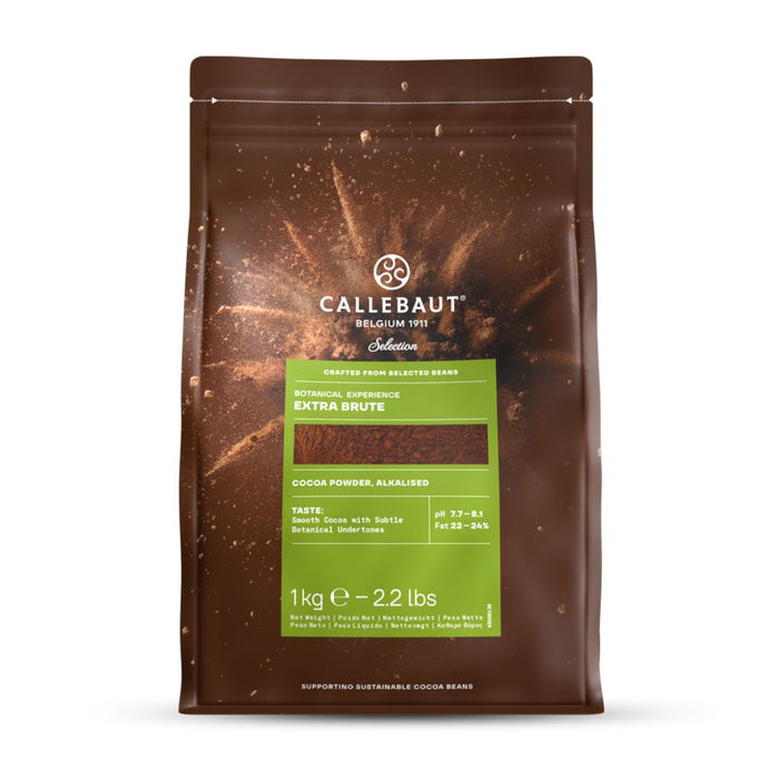 Callebaut Extra Brute Cocoa Powder – 1kg (2.2lbs) | 100% Cocoa, Alkalized, Extra Fine | Universelle
