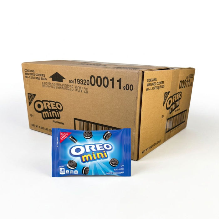 OREO Mini Chocolate Sandwich Cookies – 60 Count Case (1 oz Bags)