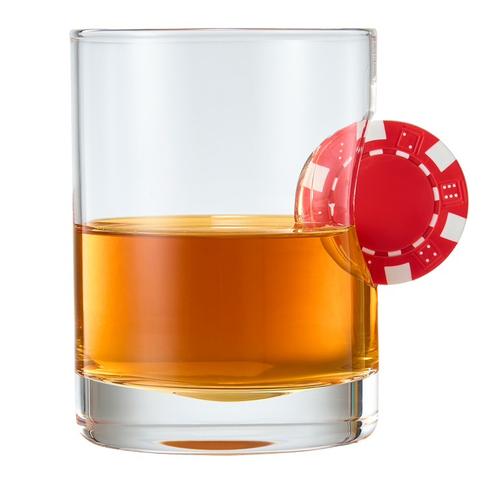 Poker Chip Whiskey & Wine Glasses | SINGLE | Up The Ante Stuck In The Glass Poker Chip Cocktail Glassware, Gambler Gift, Artisanal Crystal Glassware - Gift Idea for Him, Summer, Housewarming (20 OZ)