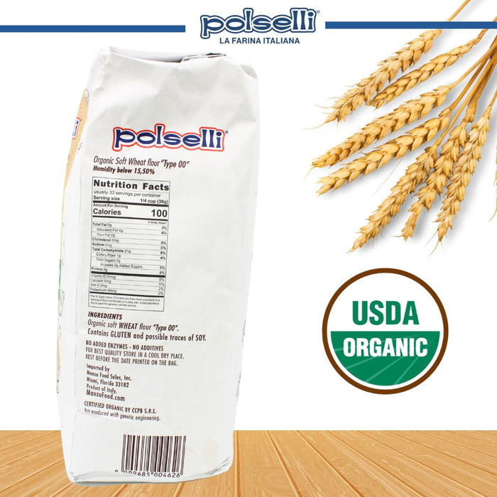 Polselli, Organic Tipo 00 Italian Flour – 5 kg (11 lb)