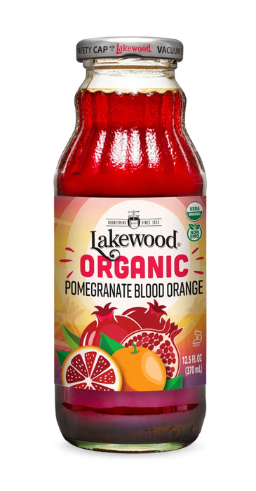 Lakewood Organic Pomegranate Blood Orange Juice, 12.5 fl oz (Pack of 12) - Gluten-Free Kosher