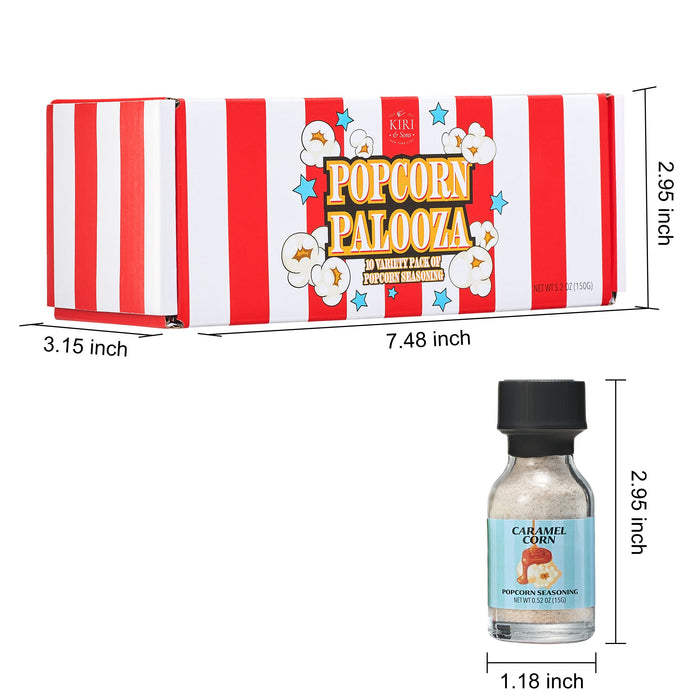 Gourmet Popcorn Seasoning Sampler Kit, 10 Flavor Variety Pack - Including Kettle Corn, Garlic Parmesan, Bacon Cheddar, Caramel, Butter, White Cheddar, Ranch, Spicy Jalapeño, Movie Night