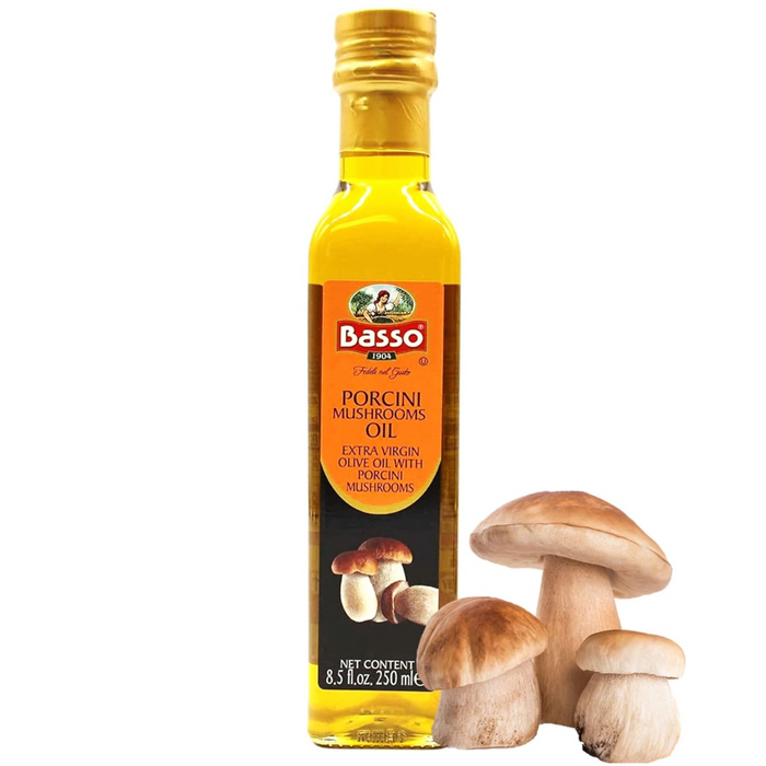 Basso 1904, Porcini Mushroom Oil, Infused Extra Virgin Olive Oil, 8.5 Fl Oz (250ml)