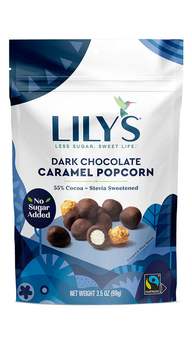 Lily's Dark Chocolate Caramel Stevia Popcorn - 12 x 3.5 Oz Bags