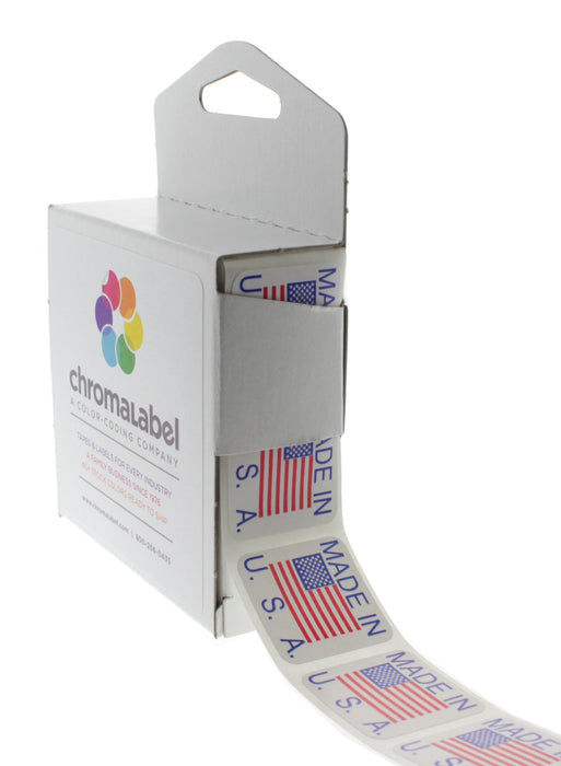 Made in U.S.A. Stickers - 1" x 1" - 500/Box