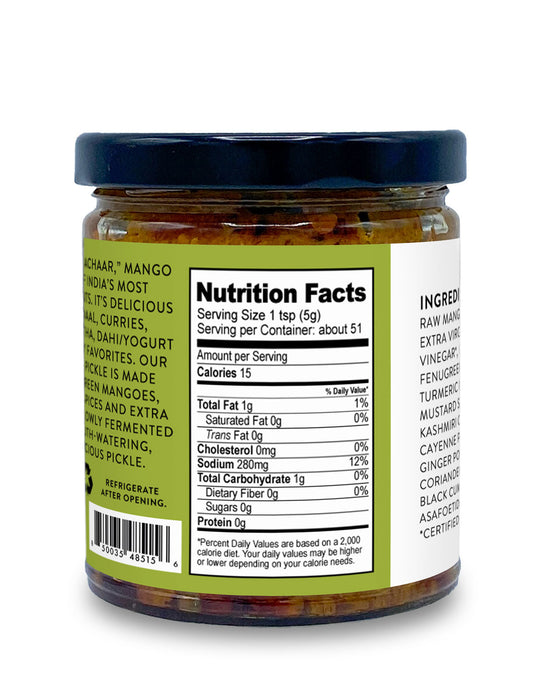 Indian Raw Mango Pickle LIMITED EDITION, Certified Organic - 9 oz