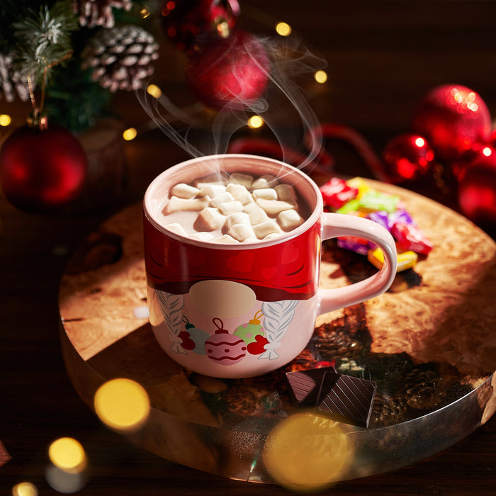 Mug With Hot Cocoa Mix & Marshmallows - Delicious Double Hot Chocolate Mix Filled with Marshmallow - Kids Fun Gift Holiday Santa Elves Christmas, Ceramic Childrens Eggnog Festive Gifts, Red Elf Mug