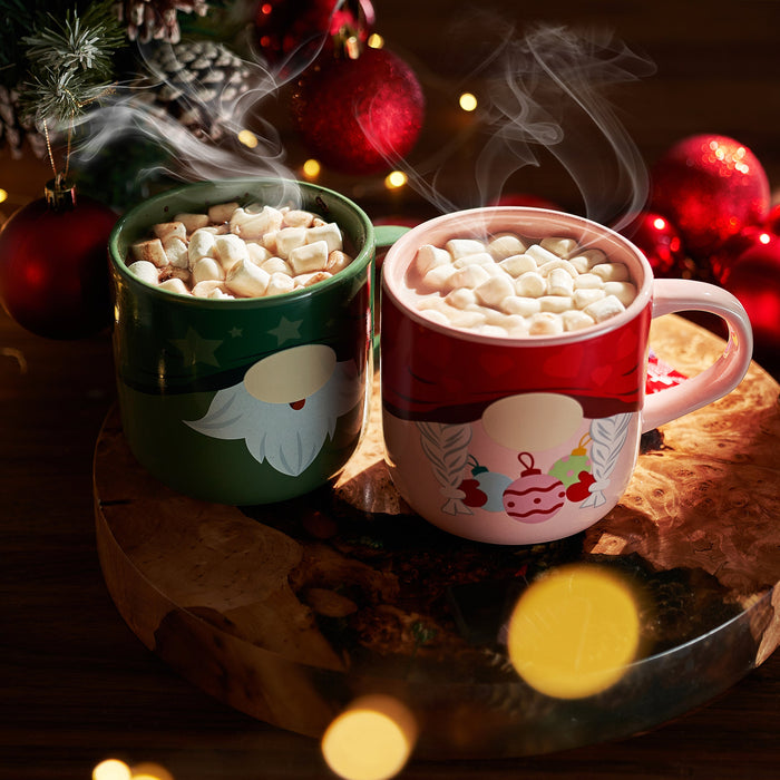 Mug With Hot Cocoa Mix & Marshmallows - Delicious Double Hot Chocolate Mix Filled with Marshmallow - Kids Fun Gift Holiday Santa Elves Christmas, Ceramic Childrens Eggnog Festive Gifts, Red Elf Mug