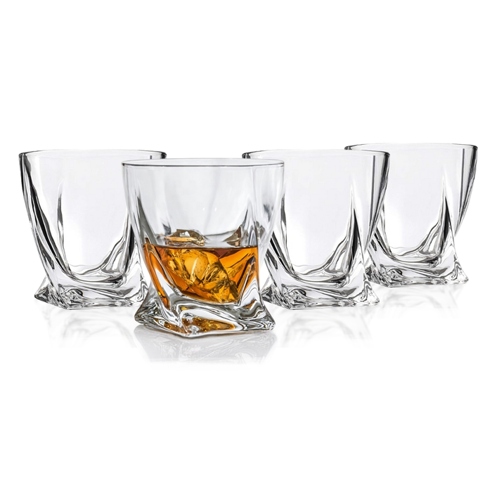 Premium Twisted Whiskey Glasses (10oz)