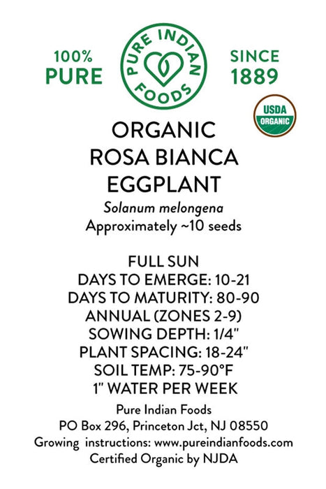 Organic Rosa Bianca Eggplant Seeds