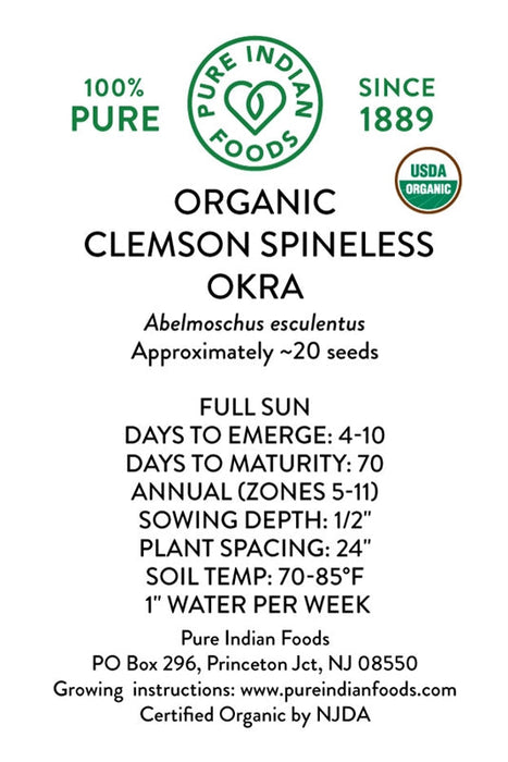 Organic Clemson Spineless Okra Seeds