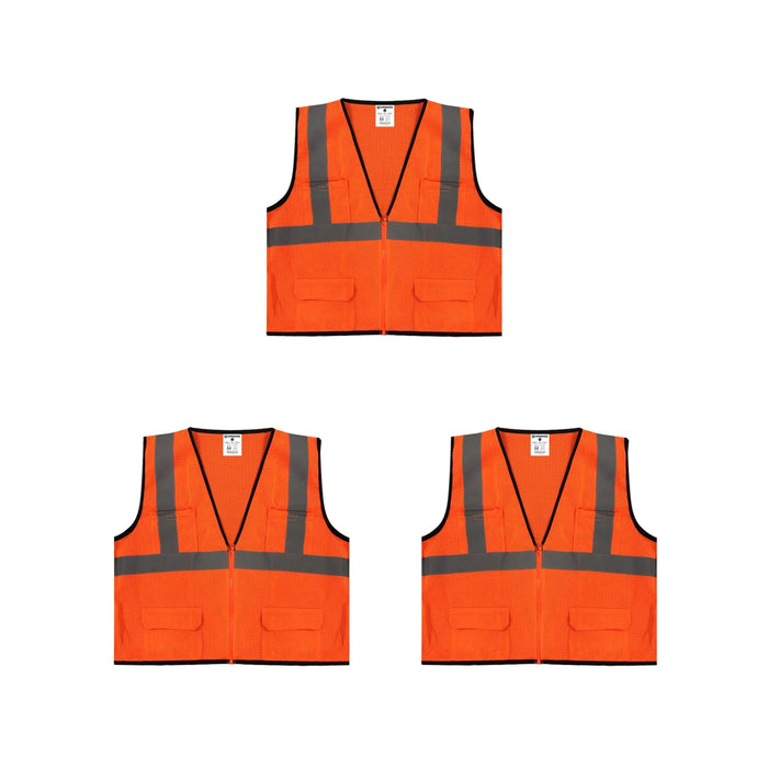Safety Main 05EAMO Economy Vest, Class 2, All Mesh, Hi-Vis Orange, Pack of 3