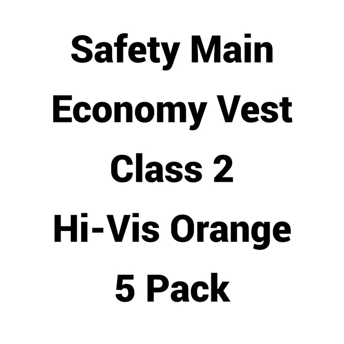 Safety Main 05EAMO Economy Vest, Class 2, All Mesh, Hi-Vis Orange, Pack of 5