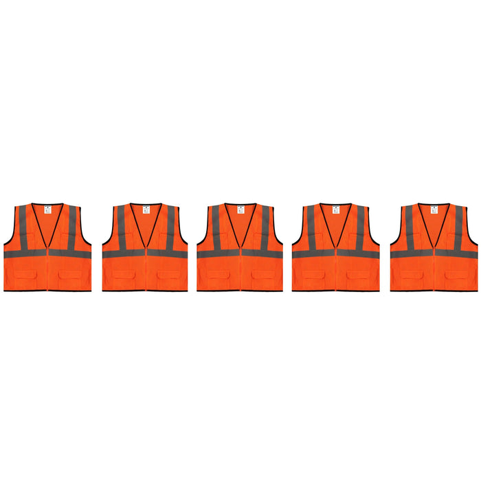 Safety Main 05EAMO Economy Vest, Class 2, All Mesh, Hi-Vis Orange, Pack of 5