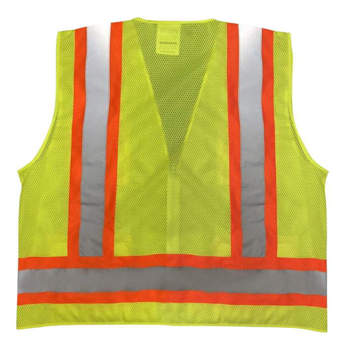 Safety Main 05TTSYZ Surveyor Vest, Class 2, Solid Front, Mesh Back, Hi-Vis Yellow, Pack of 10