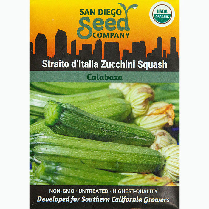 Straito d'Italia Zucchini Summer Squash Seeds (Organic)