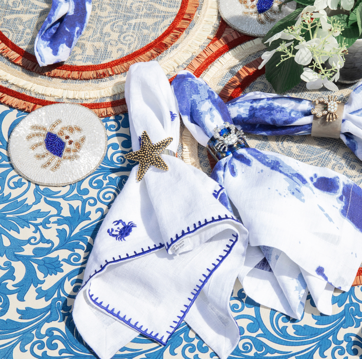 Crab resin napkin rings, grey, set of four