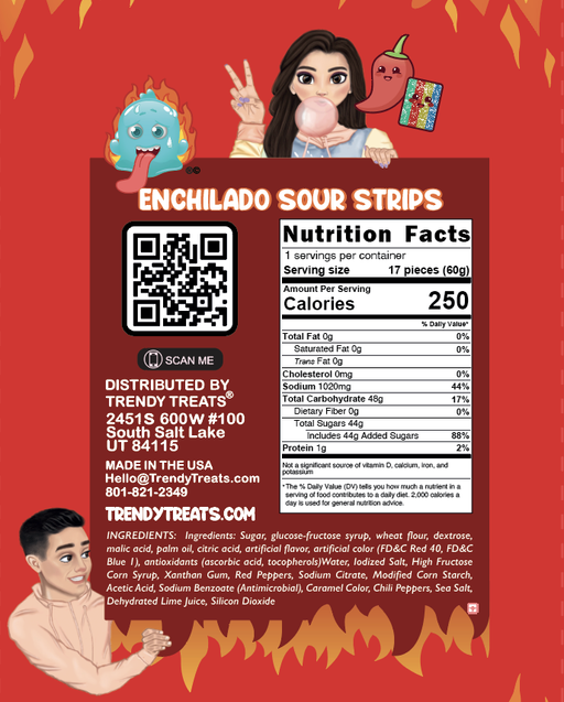 Candy & ChocolateMini Enchilado Sour StripsMini Enchilado Sour StripsSpecialty Food SourceTreat your taste buds to the extraordinary! Our Mini Enchilado Sour Strips will rock your world with their deliciousness! Each delectable 3.5oz bag contains a tantal