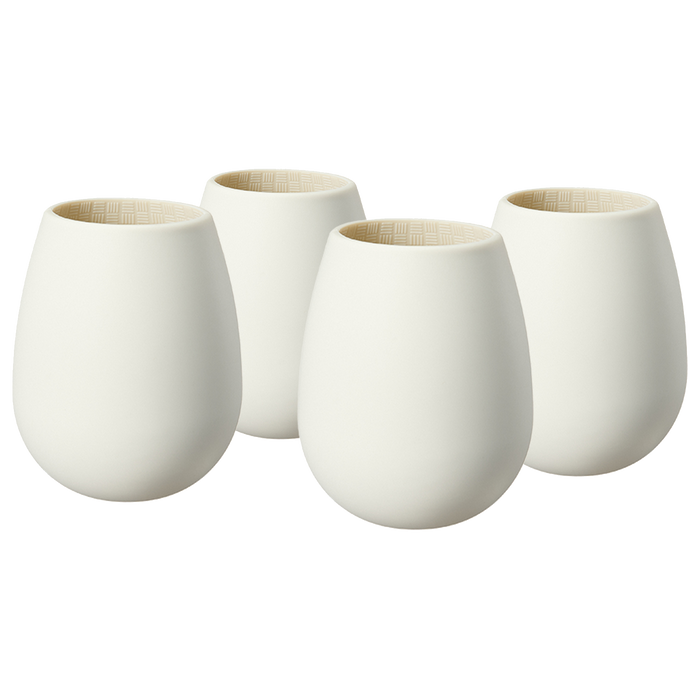 Unbreakable Silicone Stemless Wine Glassware | Set of 4 | Reusable & Shatterproof Tumbler Drinkware for Wine, Water, Cocktails, Champagne Glass for Parties, Camping, Beaches, Boats - (White)