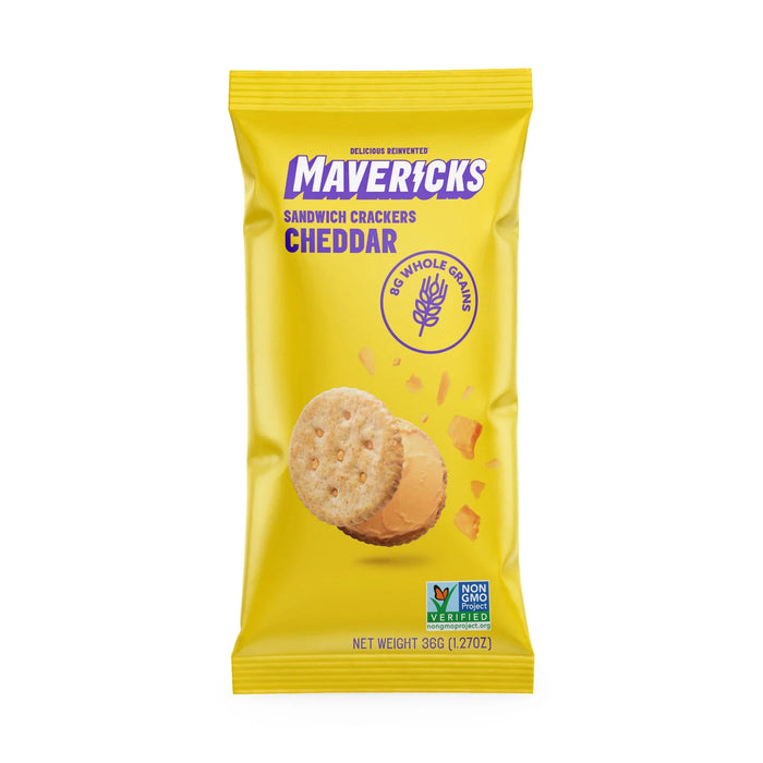 Mavericks Snacks - Cheddar Cracker Sandwiches, 7.05 oz (Pack of 8) - Cheese Snack Crackers