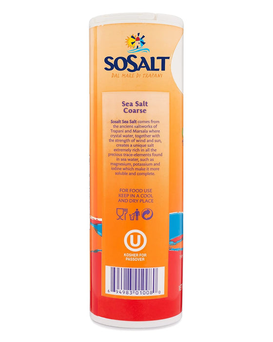 SoSalt, Coarse Natural Sea Salt, Shaker, 12 x 750g (26.5 oz)