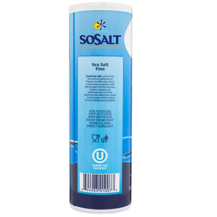 SoSalt, Fine Natural Sea Salt, Shaker, 12 x 750g (26.5 oz)