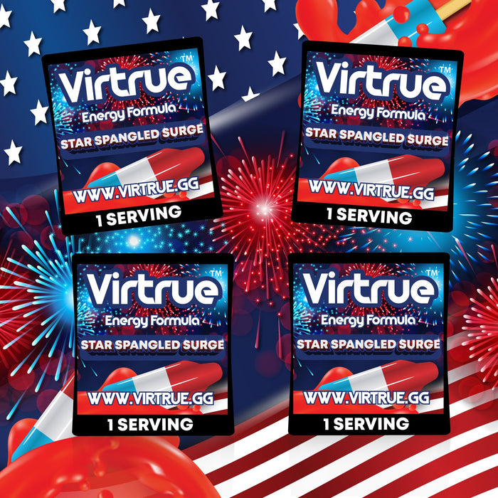 Pre-Workout Travel Packs Set of 4 - Energy Powder + Focus Boost & Hydration | Sugar Free