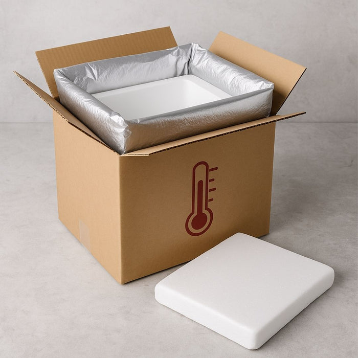 Insulated Shipping Kit (Add On): Includes liner & ice packs. Must match the chocolate’s shipping speed. For best results, check out chocolate separately. Additional shipping charges apply for this product.