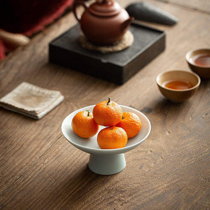 High Foot Snack Plate Suet White