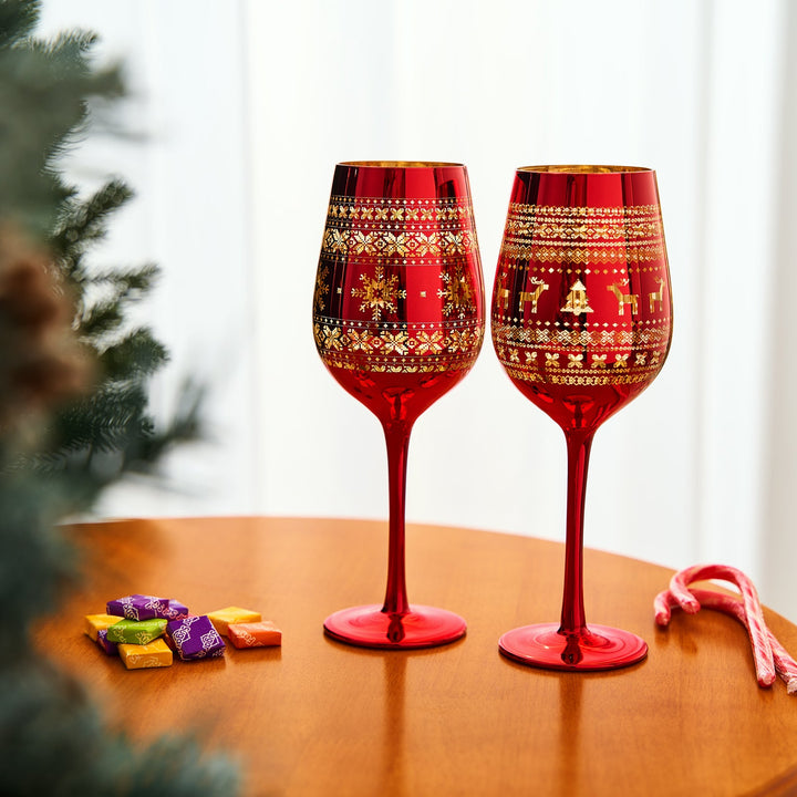 Crystal Christmas Tree Wine & Water Glasses
