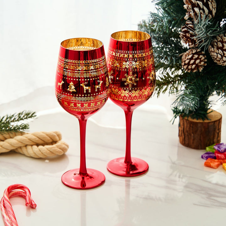 Crystal Christmas Tree Wine & Water Glasses
