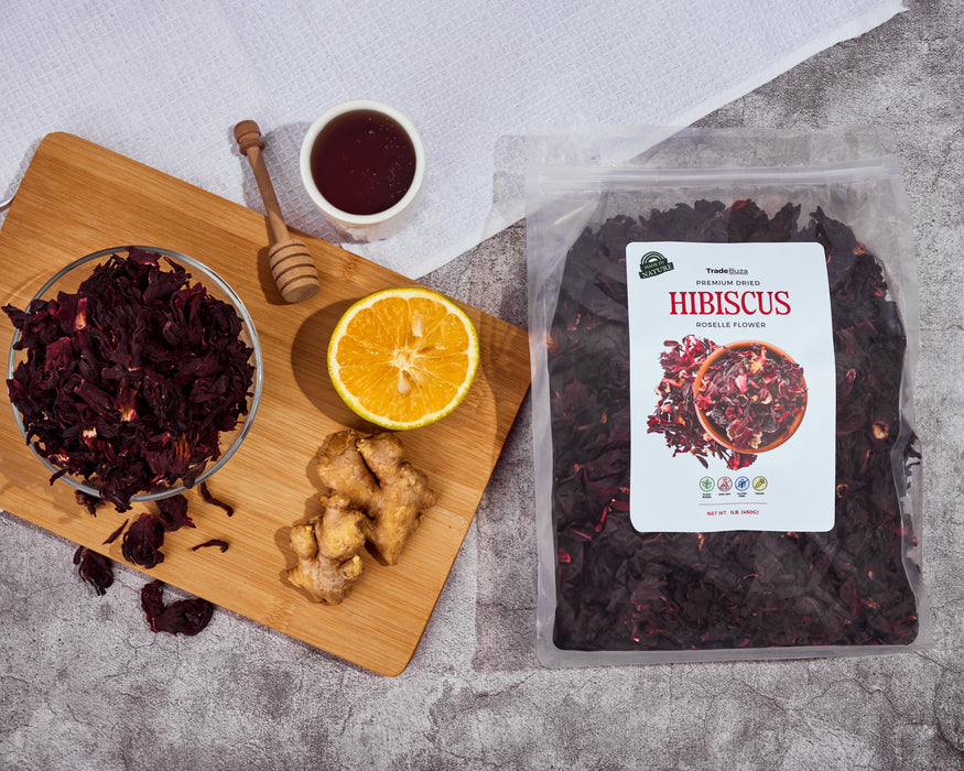 TradeBuza Dried Hibiscus Flowers (1 lb) – Food Grade for Tea, Agua de Jamaica & Zobo