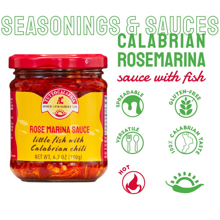 TuttoCalabria, Rosa Marina Sauce - little fish with Calabria chili pepper, 6.5oz (185g)