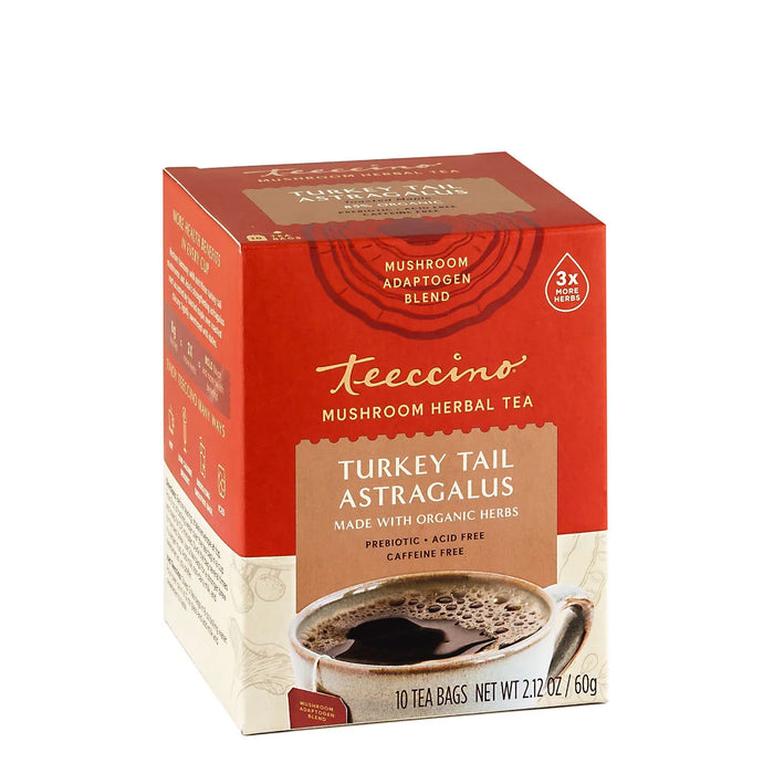 Teeccino Mushroom Astragalus Turkey Tail Immune Boost Herbal Tea, 10 Tea Bags