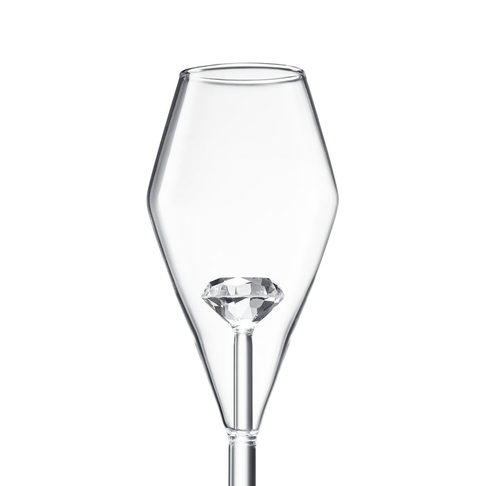 Champagne Flute Glassware | Set of 2, 7.8 OZ | Diamond Stemmed Glass, Gift for Her
